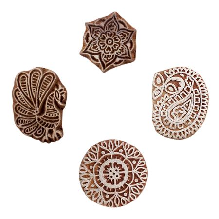 Set of 4 Piece New Mix Wooden Printing Blocks